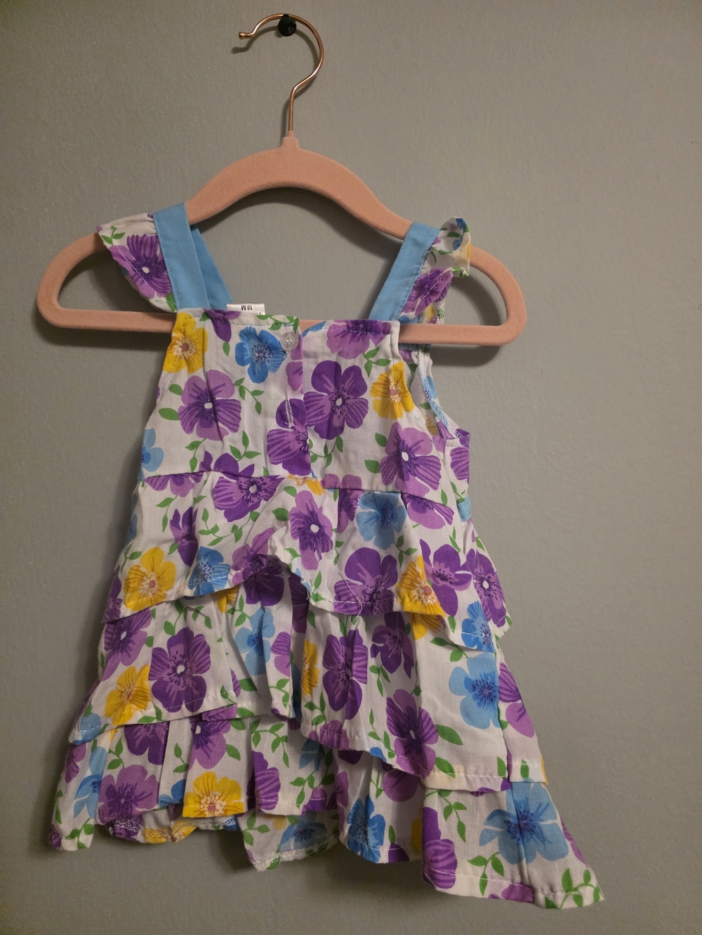 Girls Floral Ruffle Sundress - Purple, Yellow & Blue - Picture 2 of 4